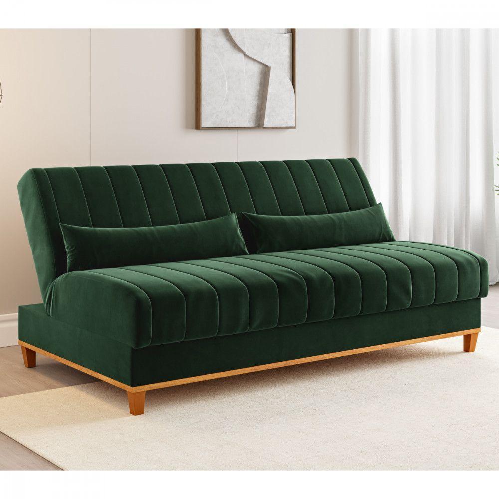 Sofá Cama Com Almofada Duna Veludo Oliva Viero Oliva - 2