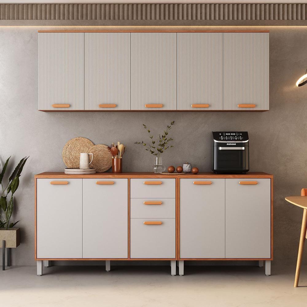 Cozinha Completa Itatiaia 200cm Em Madeira Mdp Cinamomo Fendi Itafriz - 1