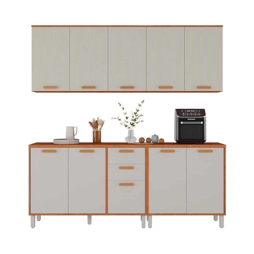 Cozinha Completa Itatiaia 200cm Em Madeira Mdp Cinamomo Fendi Itafriz - 2