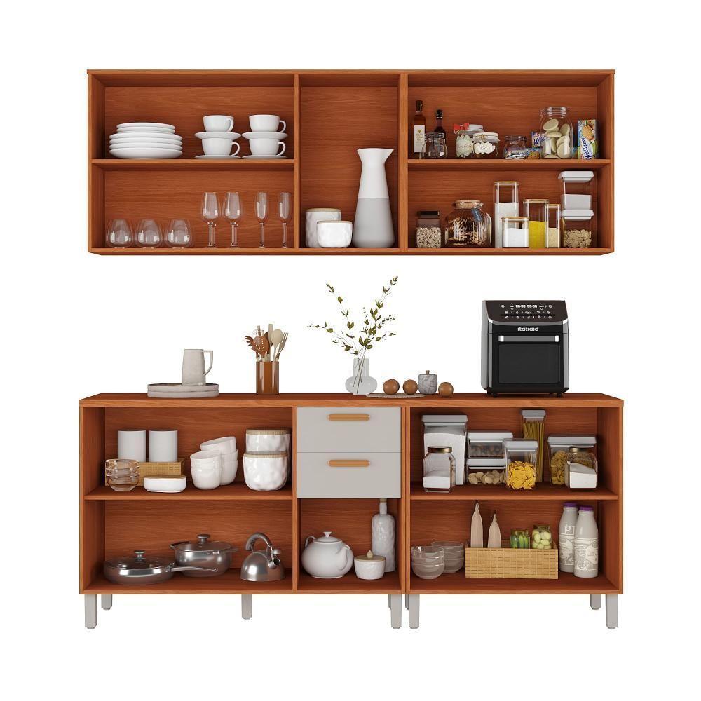 Cozinha Completa Itatiaia 200cm Em Madeira Mdp Cinamomo Fendi Itafriz - 3