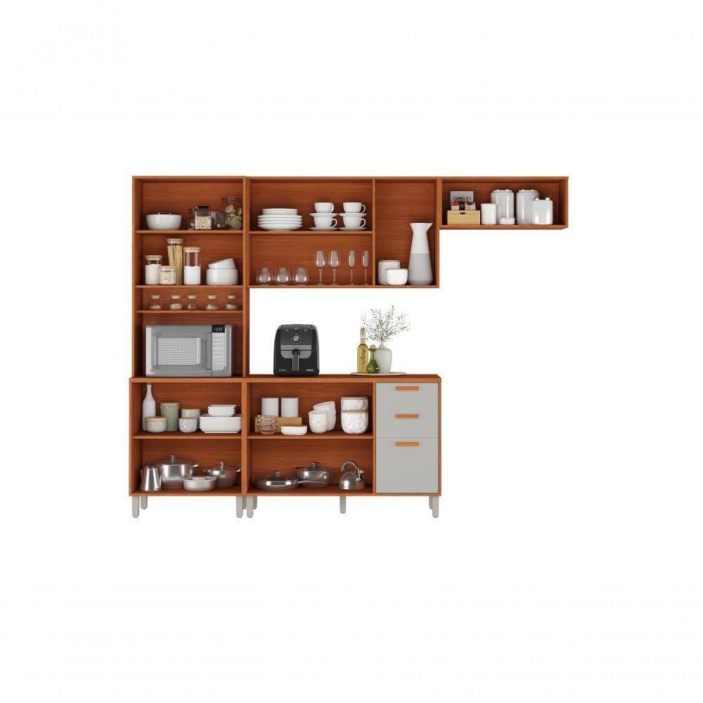 Cozinha Completa Itatiaia 2 Vidros 270cm Em Madeira Mdp Cinamomo Fendi Itafriz - 3