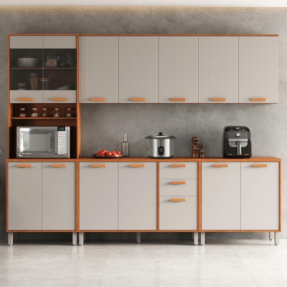 Cozinha Completa Itatiaia 270cm Em Madeira Mdp Cinamomo Fendi Itafriz - 1