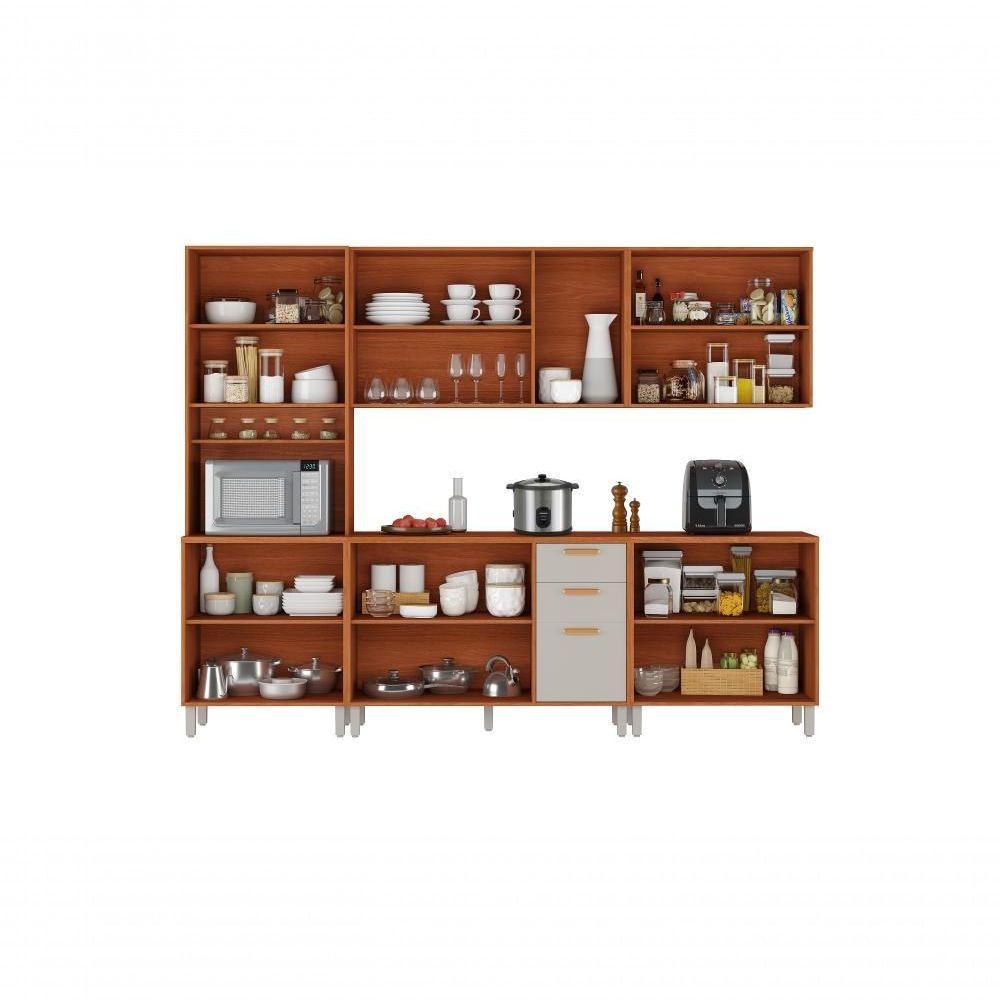 Cozinha Completa Itatiaia 270cm Em Madeira Mdp Cinamomo Fendi Itafriz - 3