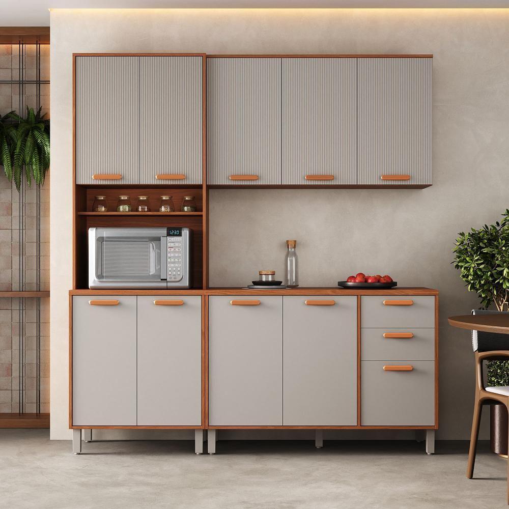 Cozinha Completa Itatiaia 190cm Em Madeira Mdp Cinamomo Fendi Itafriz - 1