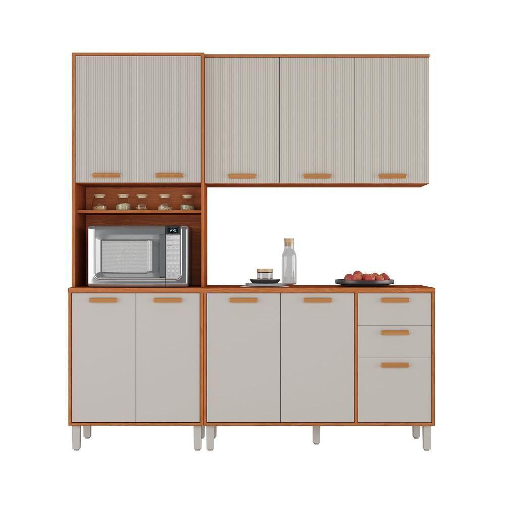 Cozinha Completa Itatiaia 190cm Em Madeira Mdp Cinamomo Fendi Itafriz - 2