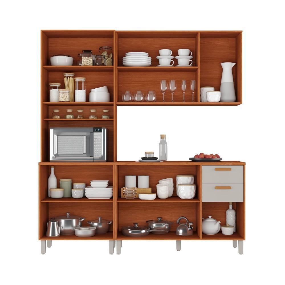Cozinha Completa Itatiaia 190cm Em Madeira Mdp Cinamomo Fendi Itafriz - 3