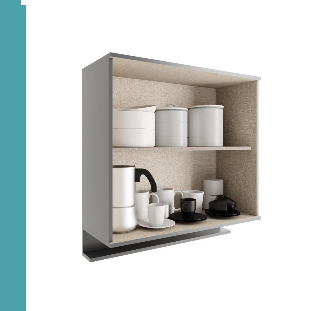 Armário Aéreo De Cozinha Miami 800mm 2 Portas C Porta Temperos Carraro Cinza Titânio - 3