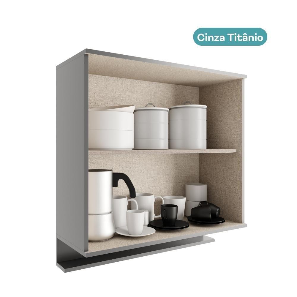 Armário Aéreo De Cozinha Miami 800mm 2 Portas C Porta Temperos Carraro Cinza Titânio - 4