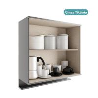 Armário Aéreo De Cozinha Miami 800mm 2 Portas C Porta Temperos Carraro Cinza Titânio