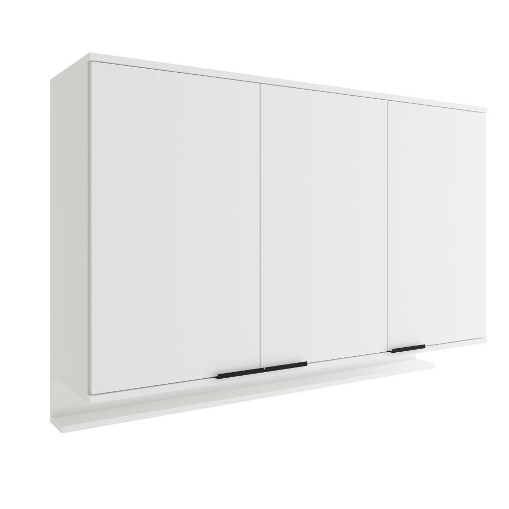 Armário Aéreo De Cozinha Miami 1200mm 3 Portas C Porta Temperos Carraro Branco - 1