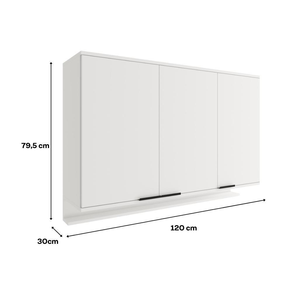 Armário Aéreo De Cozinha Miami 1200mm 3 Portas C Porta Temperos Carraro Branco - 2