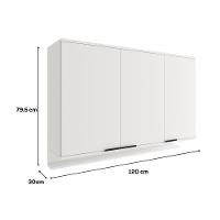 Armário Aéreo De Cozinha Miami 1200mm 3 Portas C Porta Temperos Carraro Branco - 2