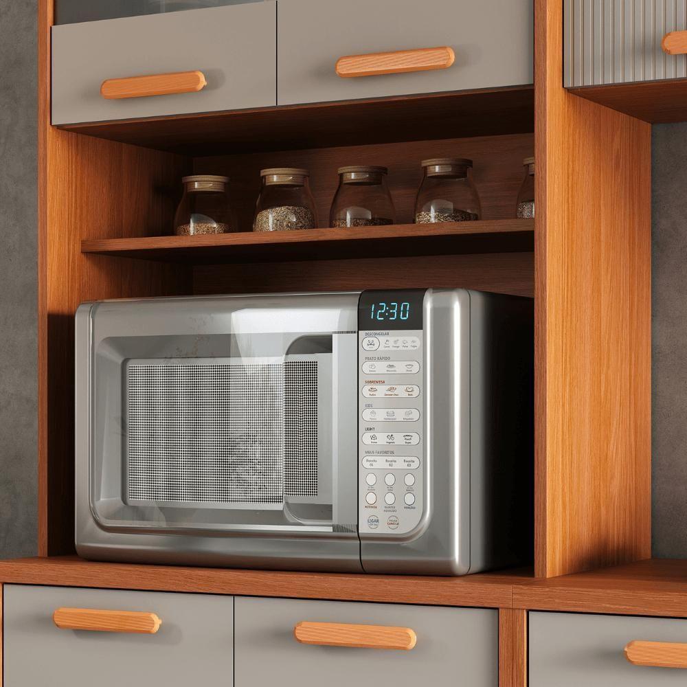 Cozinha Completa Itatiaia 2 Vidros 350cm Em Madeira Mdp Cinamomo Fendi Itafriz - 7