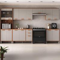 Cozinha Completa Itatiaia 2 Vidros 350cm Em Madeira Mdp Cinamomo Fendi Itafriz - 1