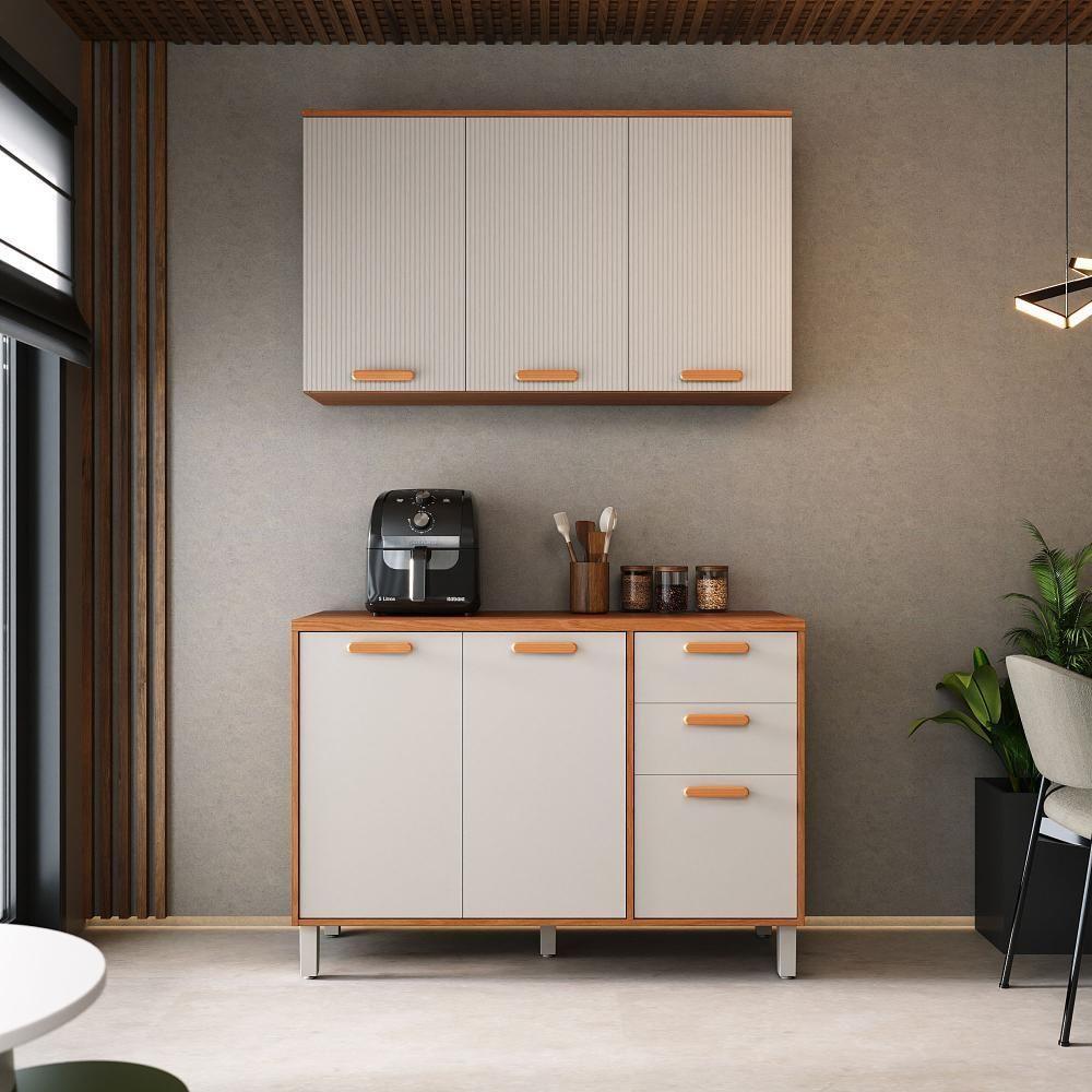 Cozinha Compacta Itatiaia 120cm Em Madeira Mdp Cinamomo Fendi Itafriz - 1