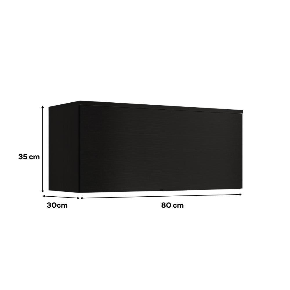 Armário Aéreo De Cozinha Miami 800mm 1 Porta Carraro Preto Touch - 2