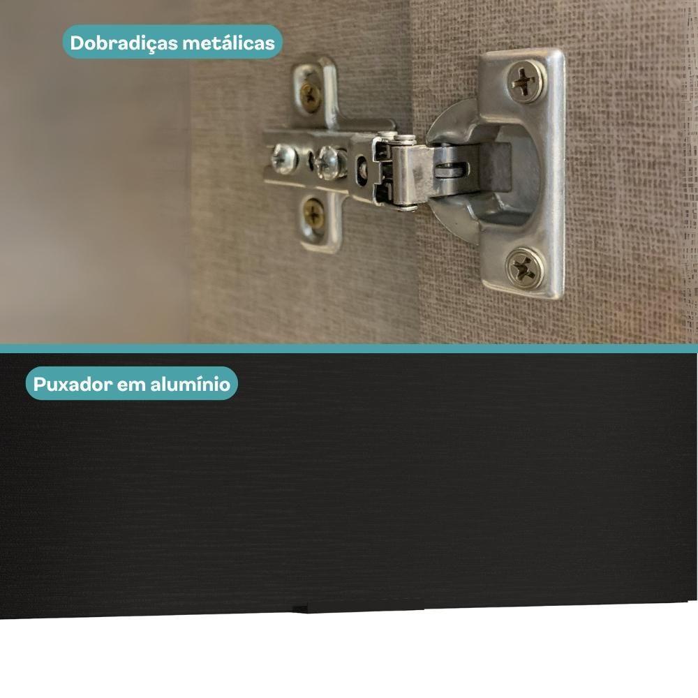 Armário Aéreo De Cozinha Miami 800mm 1 Porta Carraro Preto Touch - 6