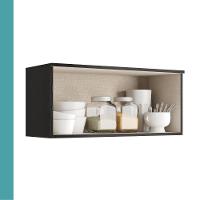 Armário Aéreo De Cozinha Miami 800mm 1 Porta Carraro Preto Touch - 3