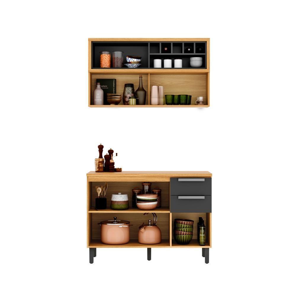 Cozinha Compacta Em Mdf New Porto Grafite 120cm Itatiaia - 3