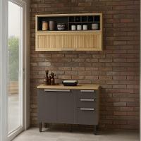 Cozinha Compacta Em Mdf New Porto Grafite 120cm Itatiaia - 1