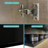 Armário Aéreo De Cozinha Miami 1200mm 3 Portas C Porta Temperos Carraro Preto Touch - 3