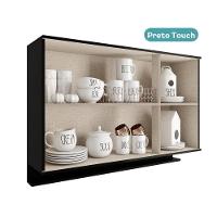 Armário Aéreo De Cozinha Miami 1200mm 3 Portas C Porta Temperos Carraro Preto Touch - 6