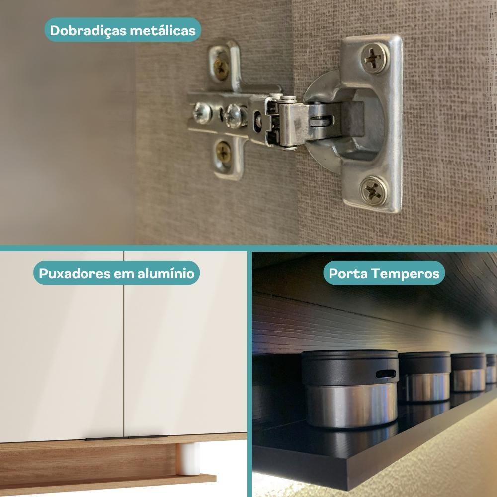 Armário Aéreo De Cozinha Miami 800mm 2 Portas C Porta Temperos Carraro Freijó Com Off White - 6