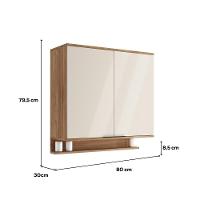 Armário Aéreo De Cozinha Miami 800mm 2 Portas C Porta Temperos Carraro Freijó Com Off White - 2