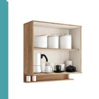 Armário Aéreo De Cozinha Miami 800mm 2 Portas C Porta Temperos Carraro Freijó Com Off White - 3