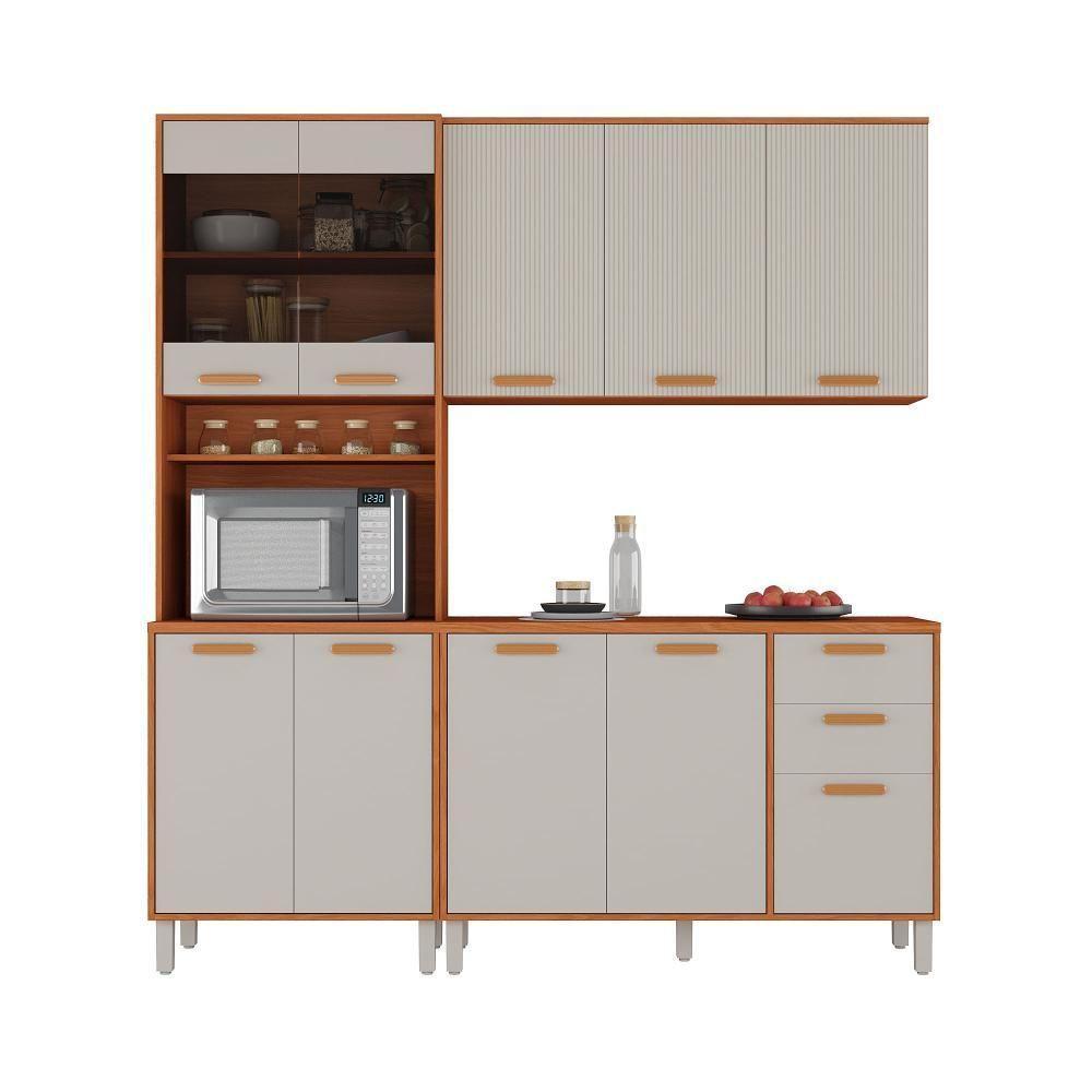 Cozinha Completa Itatiaia 190cm Em Madeira Mdp Com 2 Vidros Cinamomo Fendi Itafriz - 2
