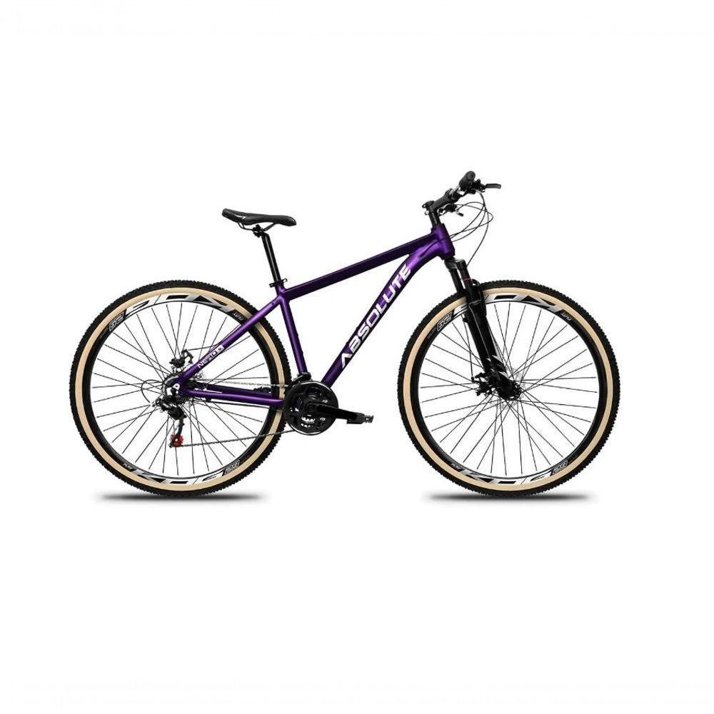 Bicicleta Aro 29 Absolute Nero 5 Alumínio 27v K7 Freio Disco Mecânico Garfo Suspensão Pneu Com Faixa - Roxo Tam.15 - 1