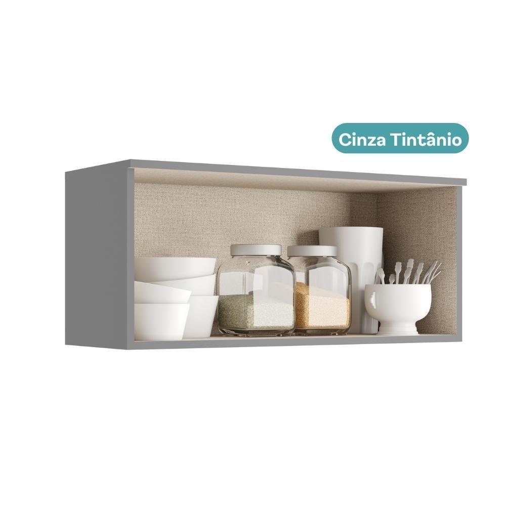 Armário Aéreo De Cozinha Miami 800mm 1 Porta Carraro Cinza Titânio - 4