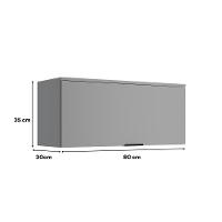 Armário Aéreo De Cozinha Miami 800mm 1 Porta Carraro Cinza Titânio - 2