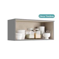 Armário Aéreo De Cozinha Miami 800mm 1 Porta Carraro Cinza Titânio