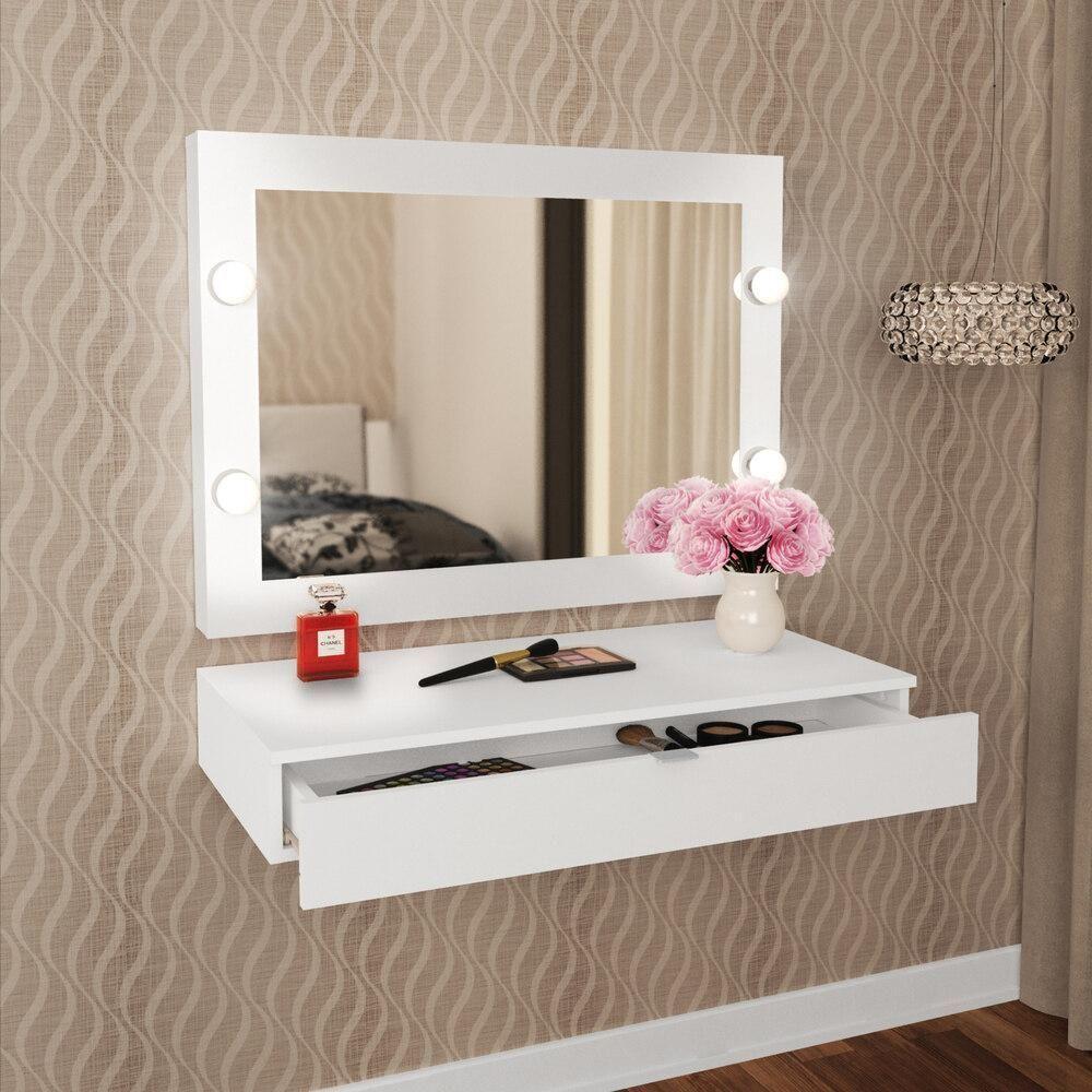 Painel Com Espelho Para Penteadeira Cr35019 Branco - 2