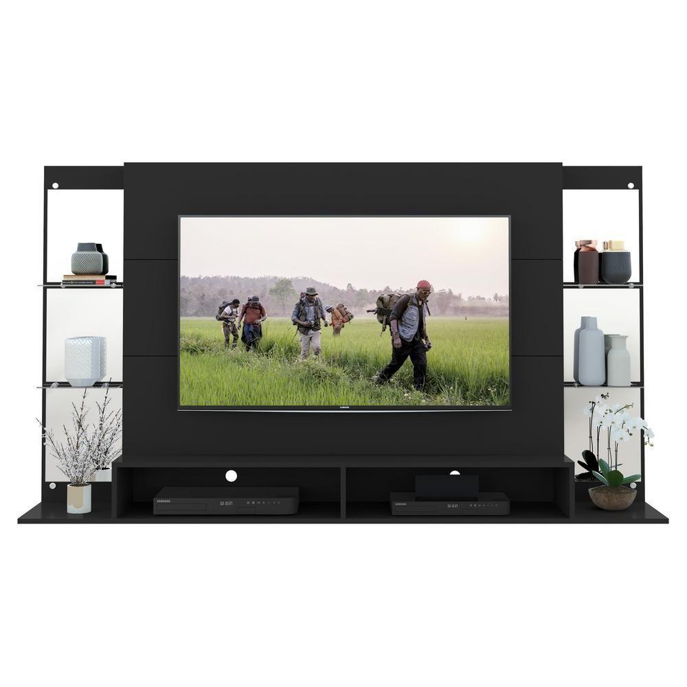 Painel Com Suporte Tv 60" E Espelho Nairóbi Multimóveis V3321 Preto Preto - 1