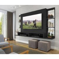 Painel Com Suporte Tv 60" E Espelho Nairóbi Multimóveis V3321 Preto Preto - 2