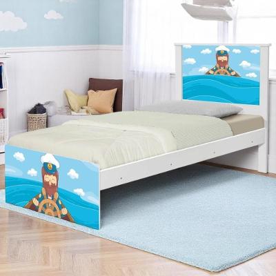 Cama Solteiro Com Cabeceira Adesivada Marinheiro