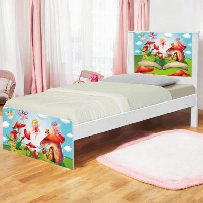 Cama Solteiro Com Cabeceira Adesivada Mundo Das Fadinhas
