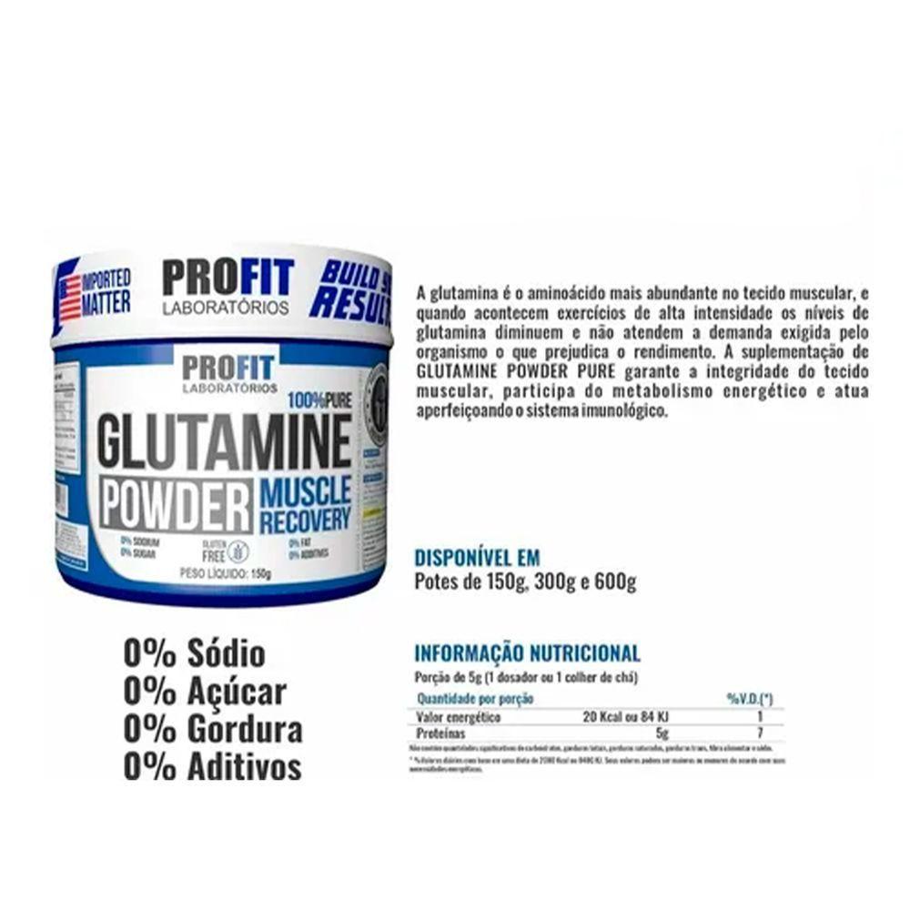 Glutamina 100% Glutamine Powder Sem Sabor Profit - 2