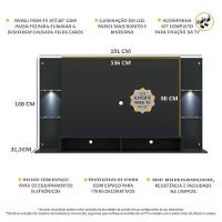 Painel Com Suporte Tv 60" E 2 Leds Vegas Multimóveis V3677 Preto Preto