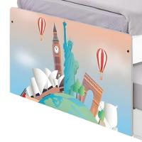 Bicama Juvenil Com Cabeceira Adesivada Volta Ao Mundo - 5