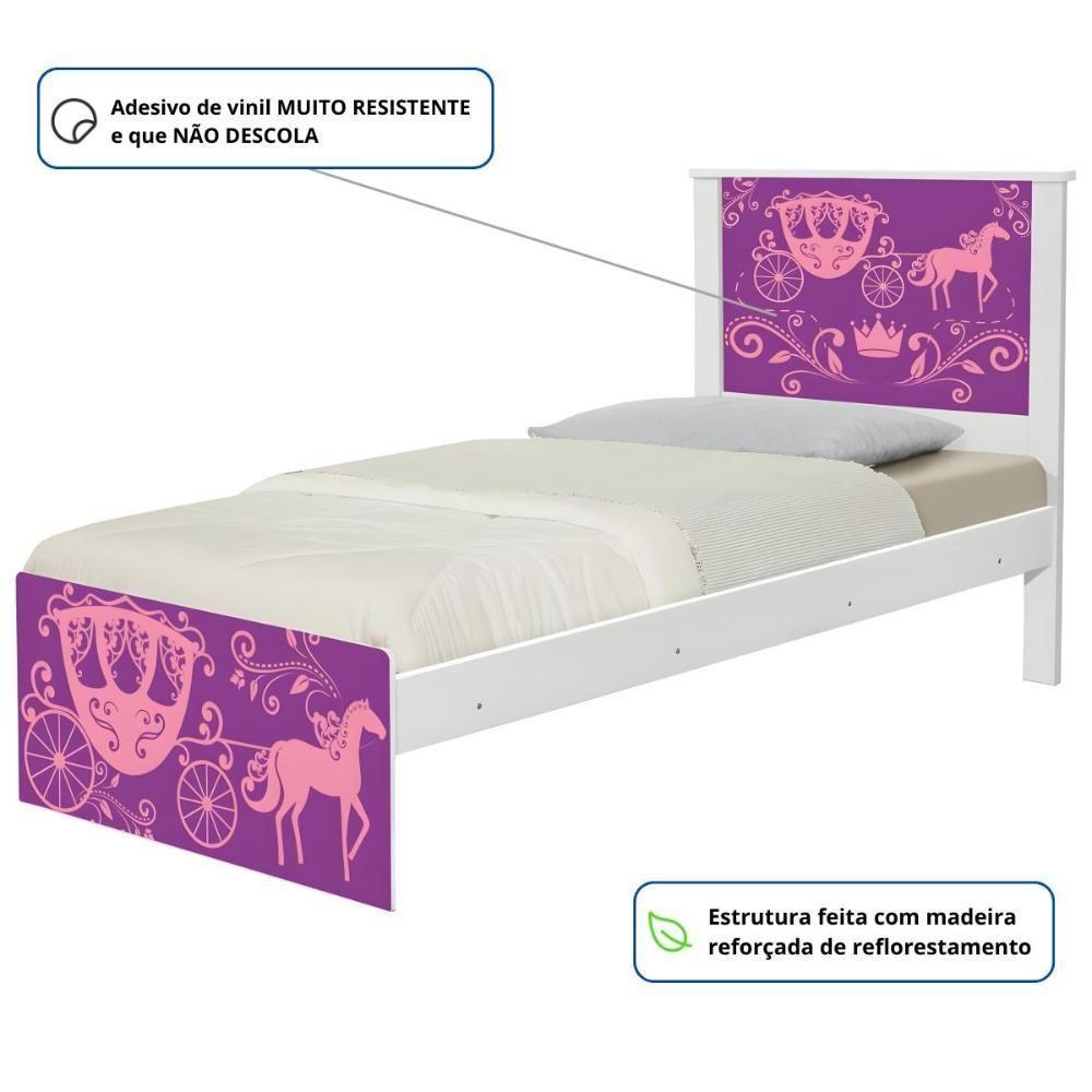 Cama Solteiro Com Cabeceira Adesivada Carruagem Princesa - 2