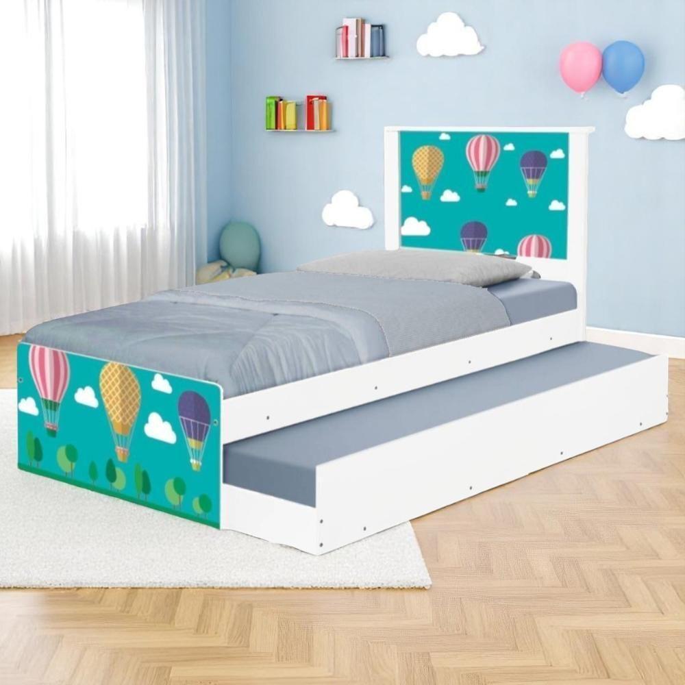 Bicama Juvenil Com Cabeceira Adesivada Balões No Céu - 1