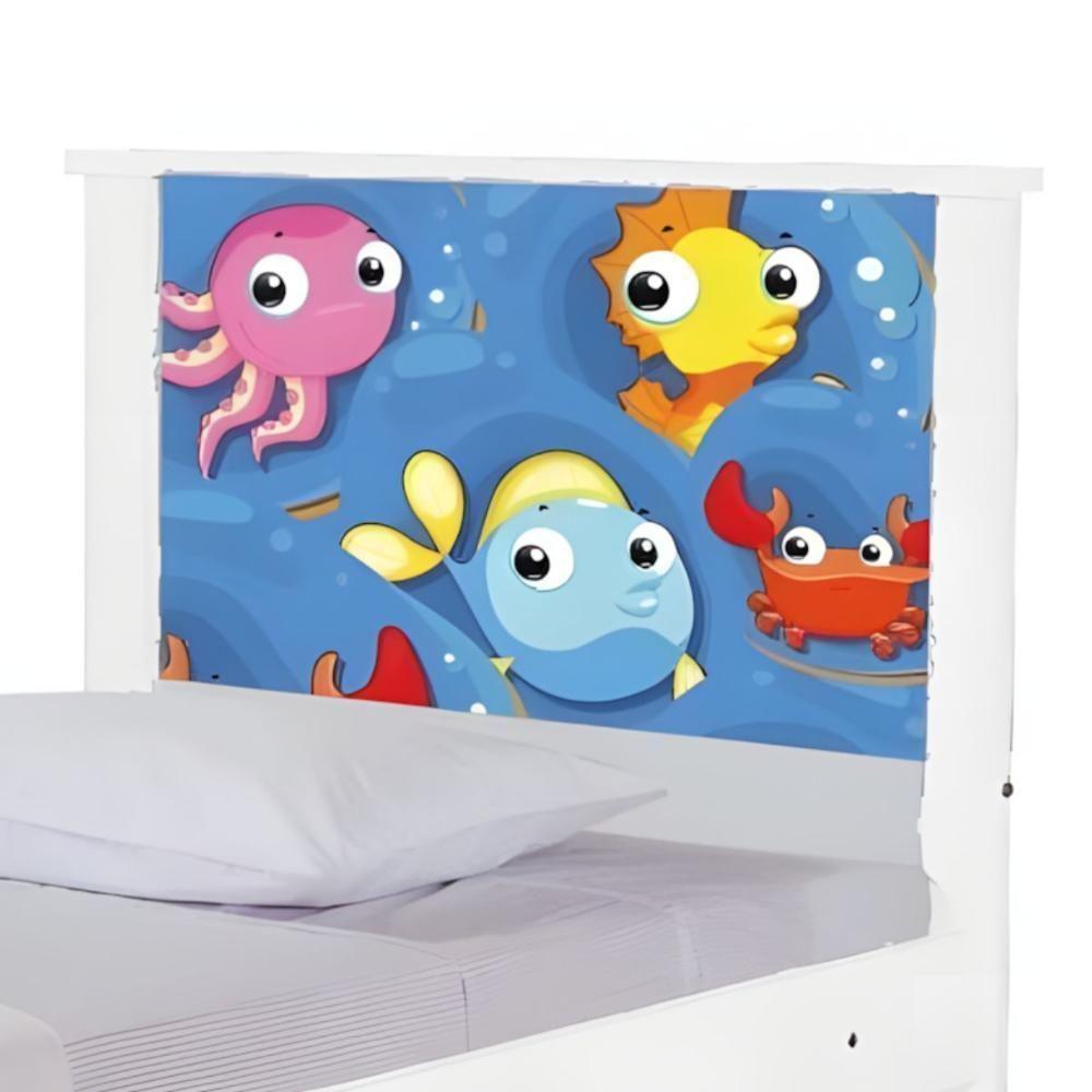 Bicama Juvenil Com Cabeceira Adesivada Fundo Do Mar Peixinhos - 5