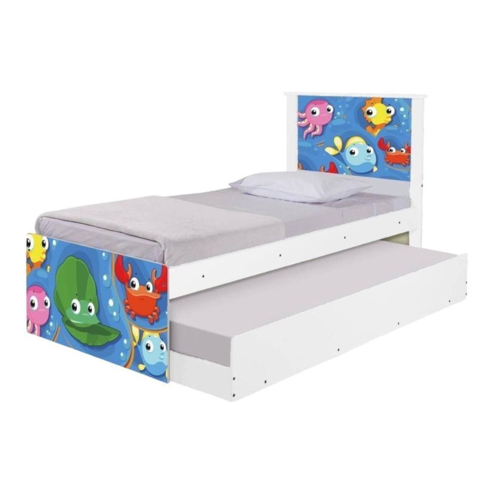 Bicama Juvenil Com Cabeceira Adesivada Fundo Do Mar Peixinhos - 6