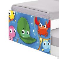 Bicama Juvenil Com Cabeceira Adesivada Fundo Do Mar Peixinhos