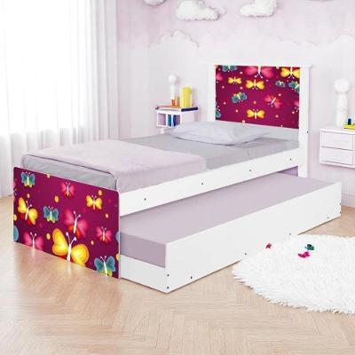 Bicama Juvenil Com Cabeceira Adesivada Borboletas