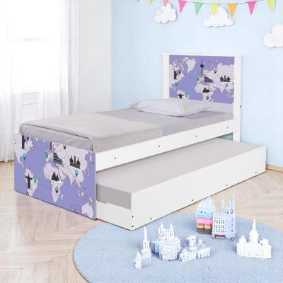 Bicama Juvenil Com Cabeceira Adesivada Mapa Viagens