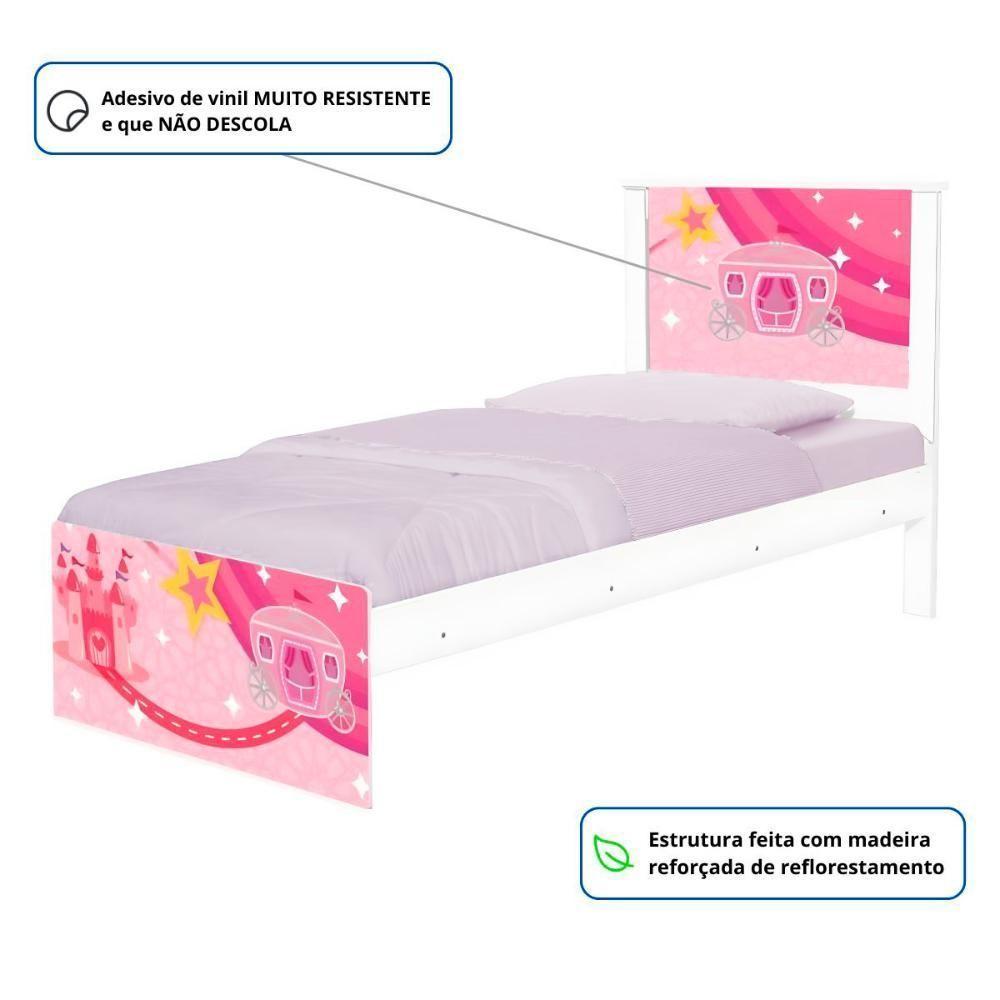 Cama Solteiro Com Cabeceira Adesivada Carruagem Castelo - 6